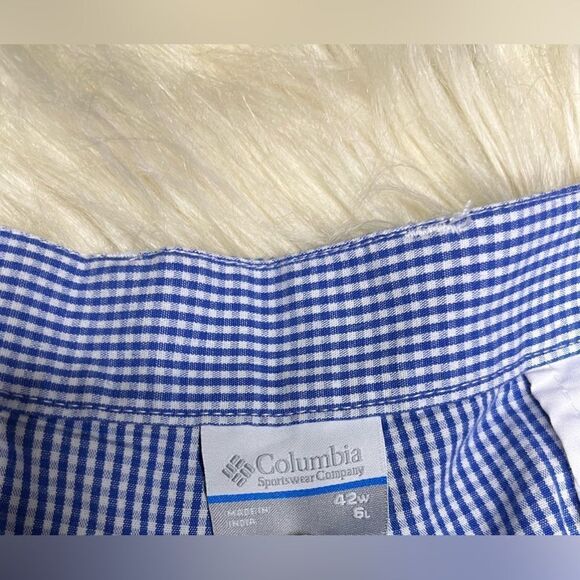 Columbia royal blue and white gingham super bonehead shorts sz 42 - Picture 2 of 7